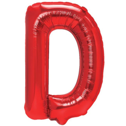 Balon Folie Metalizata Litera D, 40 cm, Umflati cu Heliu sau Aer, Ambalaj Individual, Pai inclus, Rosu