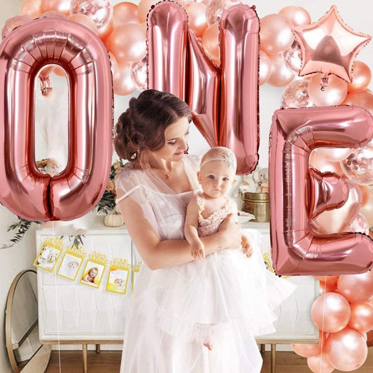 Balon Folie Metalizata Litera E, 100 cm, Umflati cu Heliu sau Aer, Ambalaj Individual, Pai inclus, Rose Gold