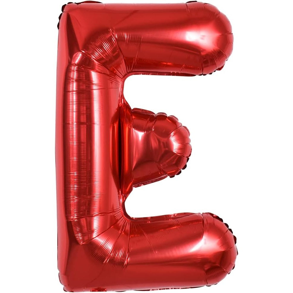 Balon Folie Metalizata Litera E, 40 cm, Umflati cu Heliu sau Aer, Ambalaj Individual, Pai inclus, Rosu