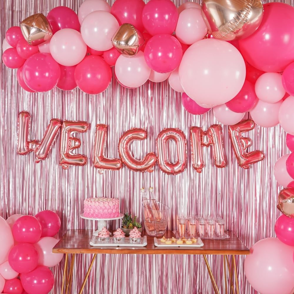 Balon Folie Metalizata Litera E, 40 cm, Umflati cu Heliu sau Aer, Ambalaj Individual, Pai inclus, Rose Gold