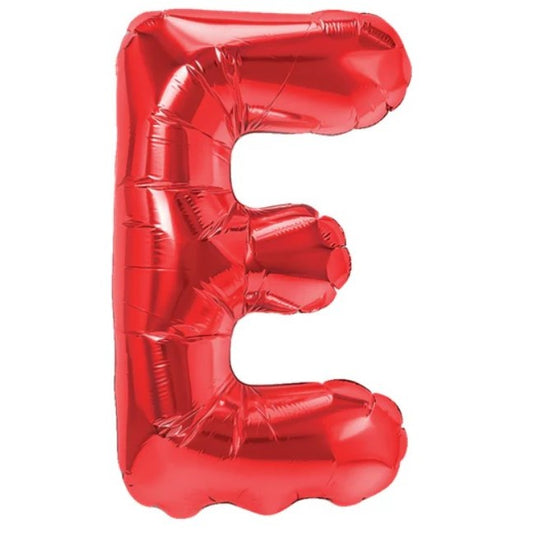 Balon Folie Metalizata Litera E, 40 cm, Umflati cu Heliu sau Aer, Ambalaj Individual, Pai inclus, Rosu