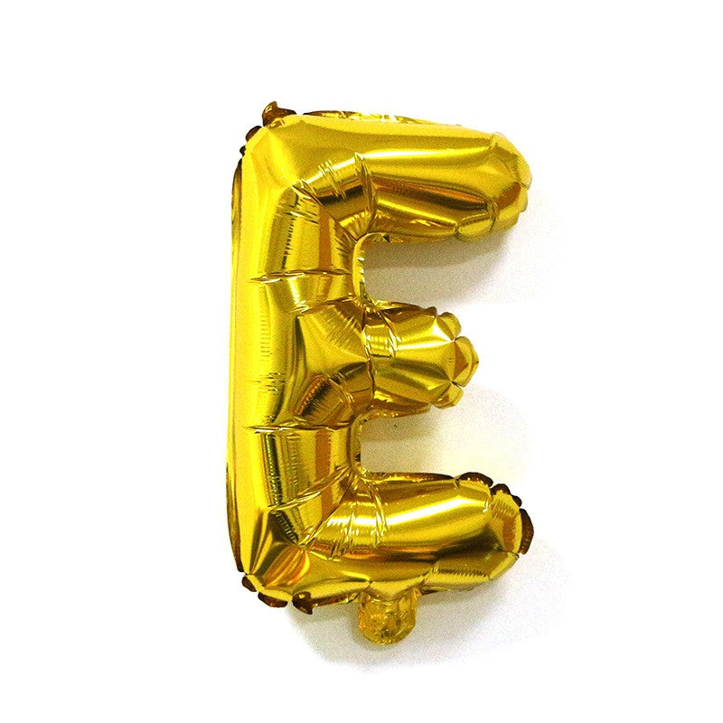 Balon Folie Metalizata Litera E, 80 cm, Umflati cu Heliu sau Aer, Ambalaj Individual, Pai inclus, Auriu