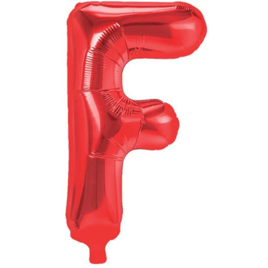 Balon Folie Metalizata Litera F, 40 cm, Umflati cu Heliu sau Aer, Ambalaj Individual, Pai inclus, Rosu