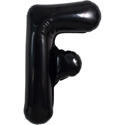 Balon Folie Metalizata Litera F, 40 cm, Umflati cu Heliu sau Aer, Ambalaj Individual, Pai inclus, Negru