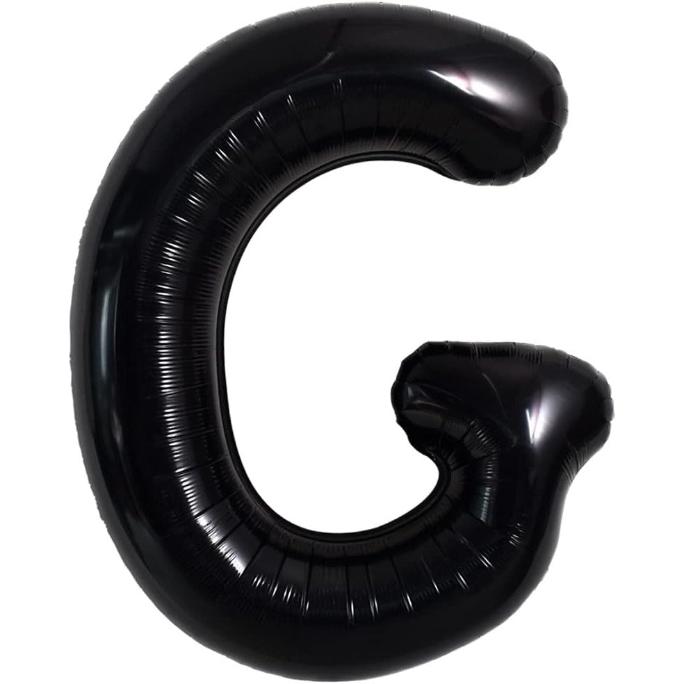 Balon Folie Metalizata Litera G, 40 cm, Umflati cu Heliu sau Aer, Ambalaj Individual, Pai inclus, Negru