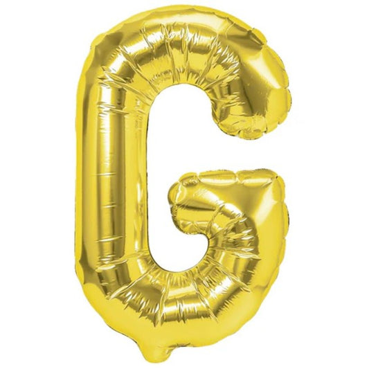Balon Folie Metalizata Litera G, 40 cm, Umflati cu Heliu sau Aer, Ambalaj Individual, Pai inclus, Auriu