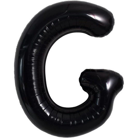 Balon Folie Metalizata Litera G, 40 cm, Umflati cu Heliu sau Aer, Ambalaj Individual, Pai inclus, Negru