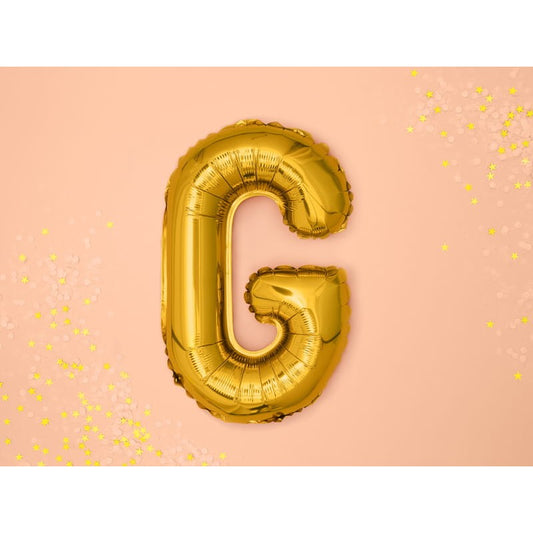 Balon Folie Metalizata Litera G, 80 cm, Umflati cu Heliu sau Aer, Ambalaj Individual, Pai inclus, Auriu