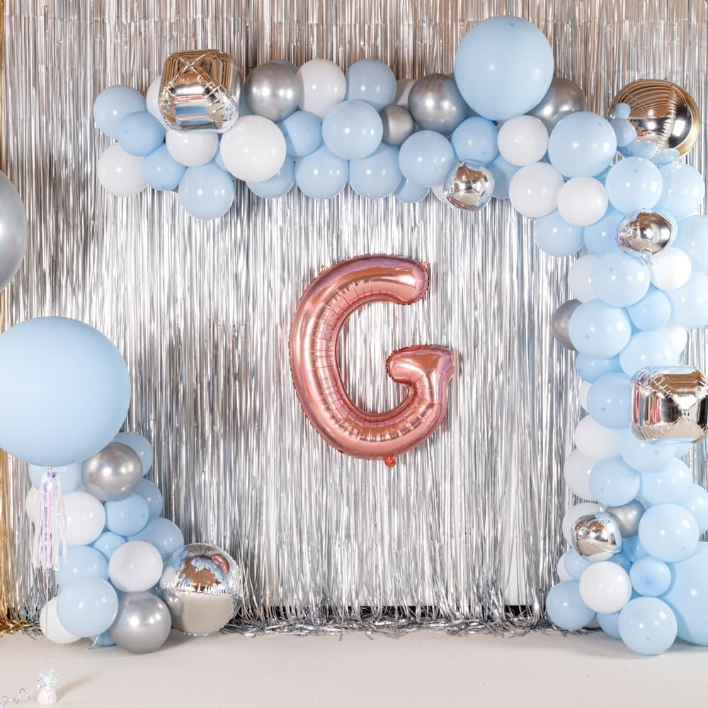Balon Folie Metalizata Litera G, 80 cm, Umflati cu Heliu sau Aer, Ambalaj Individual, Pai inclus, Rose Gold