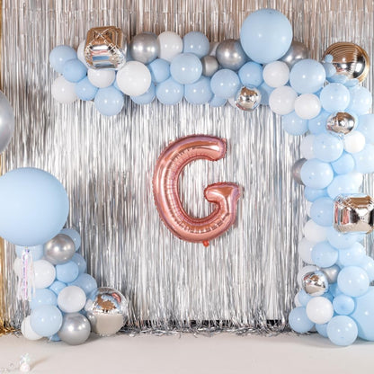 Balon Folie Metalizata Litera G, 80 cm, Umflati cu Heliu sau Aer, Ambalaj Individual, Pai inclus, Rose Gold