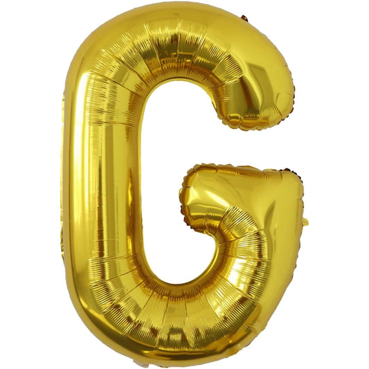 Balon Folie Metalizata Litera G, 80 cm, Umflati cu Heliu sau Aer, Ambalaj Individual, Pai inclus, Auriu