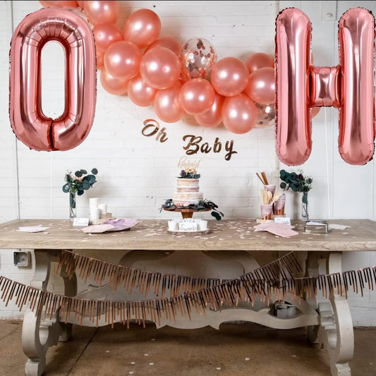 Balon Folie Metalizata Litera H, 100 cm, Umflati cu Heliu sau Aer, Ambalaj Individual, Pai inclus, Rose Gold