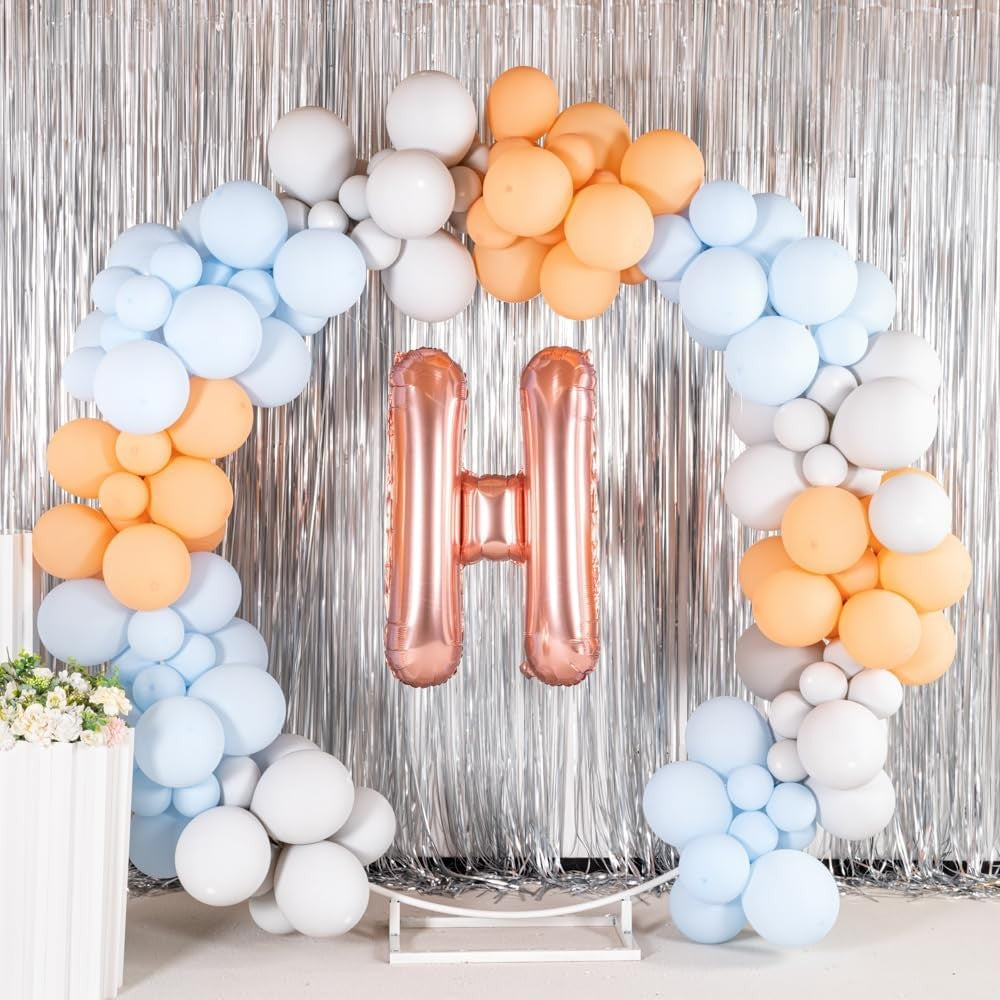 Balon Folie Metalizata Litera H, 100 cm, Umflati cu Heliu sau Aer, Ambalaj Individual, Pai inclus, Rose Gold