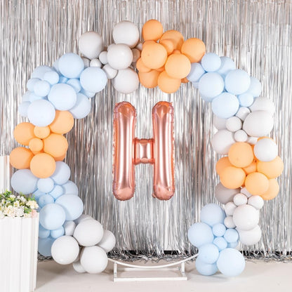 Balon Folie Metalizata Litera H, 100 cm, Umflati cu Heliu sau Aer, Ambalaj Individual, Pai inclus, Rose Gold