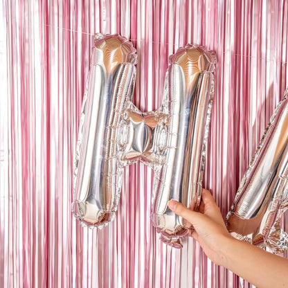 Balon Folie Metalizata Litera H, 40 cm, Umflati cu Heliu sau Aer, Ambalaj Individual, Pai inclus, Argintiu