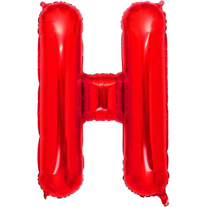 Balon Folie Metalizata Litera H, 40 cm, Umflati cu Heliu sau Aer, Ambalaj Individual, Pai inclus, Rosu