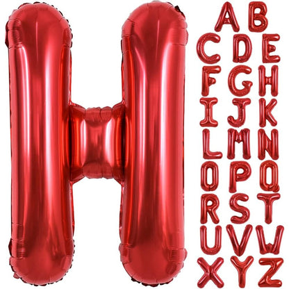 Balon Folie Metalizata Litera H, 40 cm, Umflati cu Heliu sau Aer, Ambalaj Individual, Pai inclus, Rosu