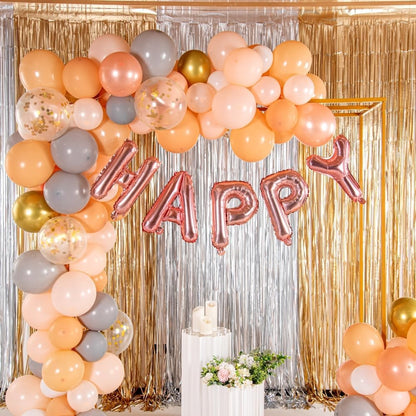 Balon Folie Metalizata Litera H, 40 cm, Umflati cu Heliu sau Aer, Ambalaj Individual, Pai inclus, Rose Gold