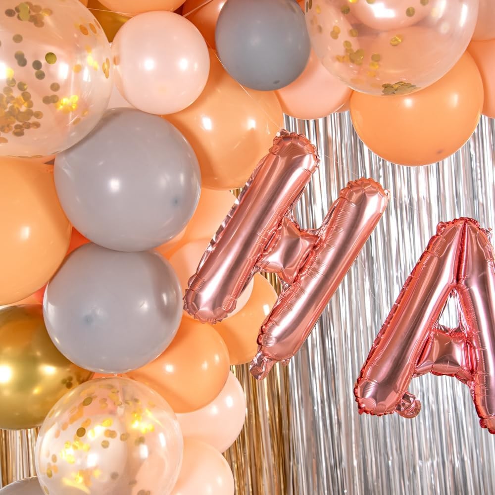 Balon Folie Metalizata Litera H, 40 cm, Umflati cu Heliu sau Aer, Ambalaj Individual, Pai inclus, Rose Gold