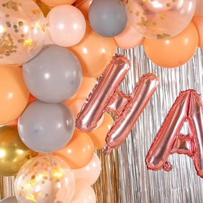 Balon Folie Metalizata Litera H, 40 cm, Umflati cu Heliu sau Aer, Ambalaj Individual, Pai inclus, Rose Gold