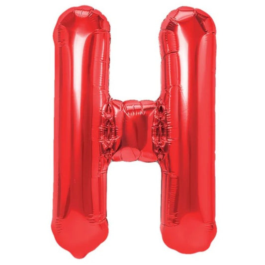 Balon Folie Metalizata Litera H, 40 cm, Umflati cu Heliu sau Aer, Ambalaj Individual, Pai inclus, Rosu