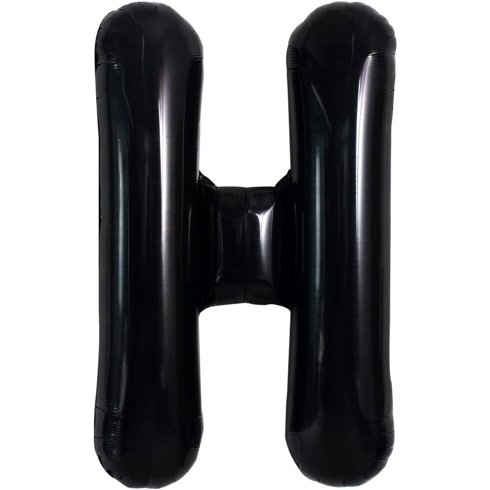 Balon Folie Metalizata Litera H, 40 cm, Umflati cu Heliu sau Aer, Ambalaj Individual, Pai inclus, Negru