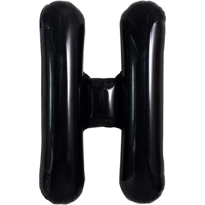 Balon Folie Metalizata Litera H, 40 cm, Umflati cu Heliu sau Aer, Ambalaj Individual, Pai inclus, Negru