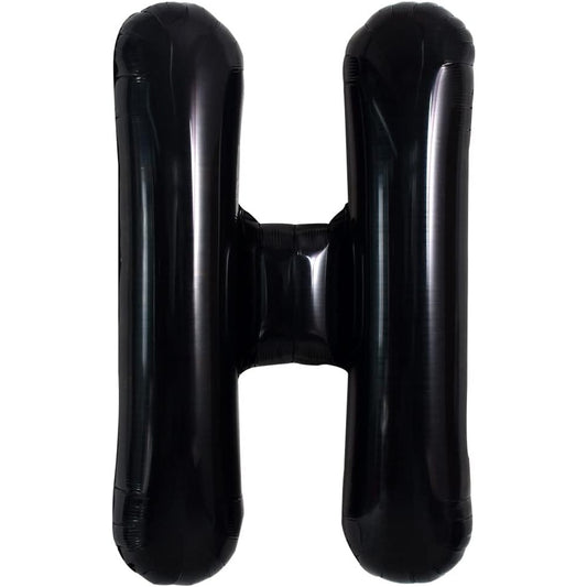Balon Folie Metalizata Litera H, 40 cm, Umflati cu Heliu sau Aer, Ambalaj Individual, Pai inclus, Negru