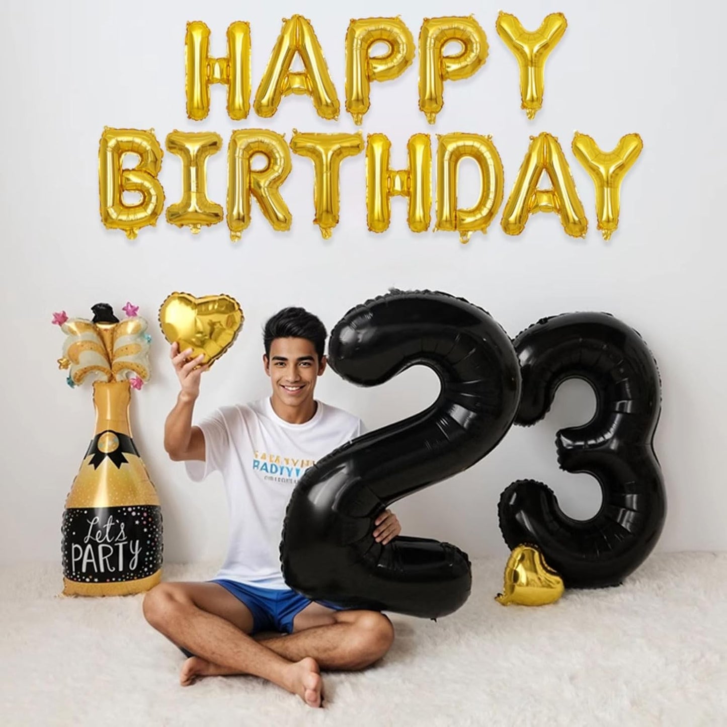 Balon Folie Metalizata Litera H, 80 cm, Umflati cu Heliu sau Aer, Ambalaj Individual, Pai inclus, Auriu