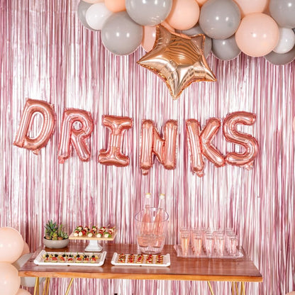 Balon Folie Metalizata Litera I, 40 cm, Umflati cu Heliu sau Aer, Ambalaj Individual, Pai inclus, Rose Gold