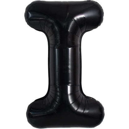 Balon Folie Metalizata Litera I, 40 cm, Umflati cu Heliu sau Aer, Ambalaj Individual, Pai inclus, Negru