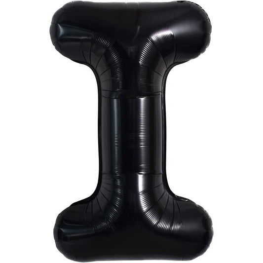 Balon Folie Metalizata Litera I, 40 cm, Umflati cu Heliu sau Aer, Ambalaj Individual, Pai inclus, Negru