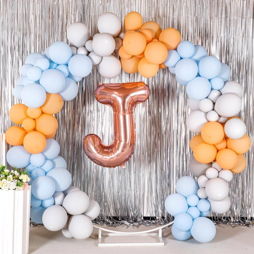 Balon Folie Metalizata Litera J, 100 cm, Umflati cu Heliu sau Aer, Ambalaj Individual, Pai inclus, Rose Gold