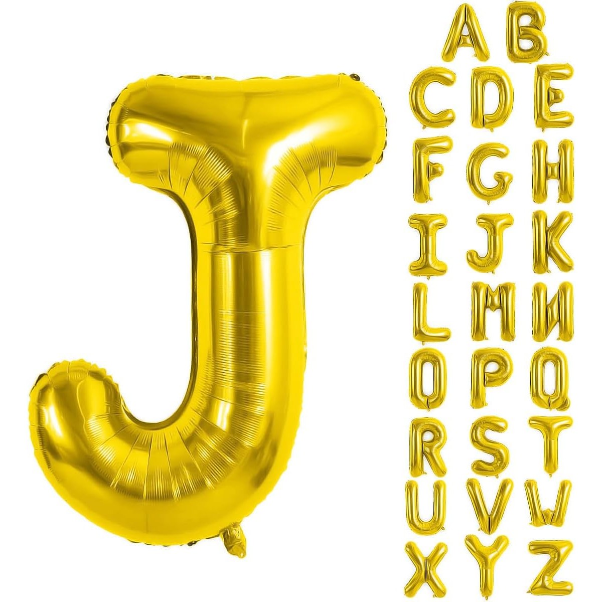 Balon Folie Metalizata Litera J, 40 cm, Umflati cu Heliu sau Aer, Ambalaj Individual, Pai inclus, Auriu