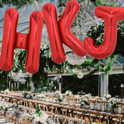 Balon Folie Metalizata Litera J, 40 cm, Umflati cu Heliu sau Aer, Ambalaj Individual, Pai inclus, Rosu