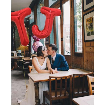 Balon Folie Metalizata Litera J, 40 cm, Umflati cu Heliu sau Aer, Ambalaj Individual, Pai inclus, Rosu