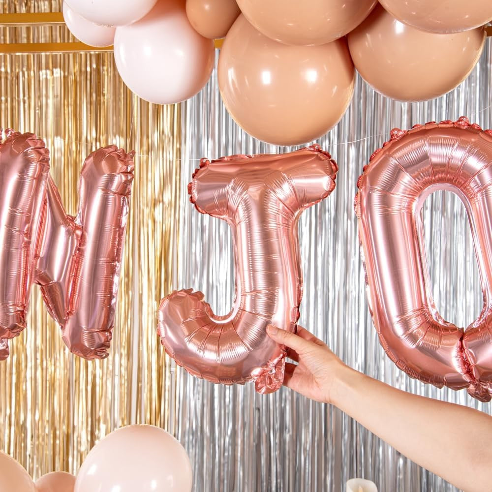 Balon Folie Metalizata Litera J, 40 cm, Umflati cu Heliu sau Aer, Ambalaj Individual, Pai inclus, Rose Gold