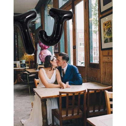 Balon Folie Metalizata Litera J, 40 cm, Umflati cu Heliu sau Aer, Ambalaj Individual, Pai inclus, Negru
