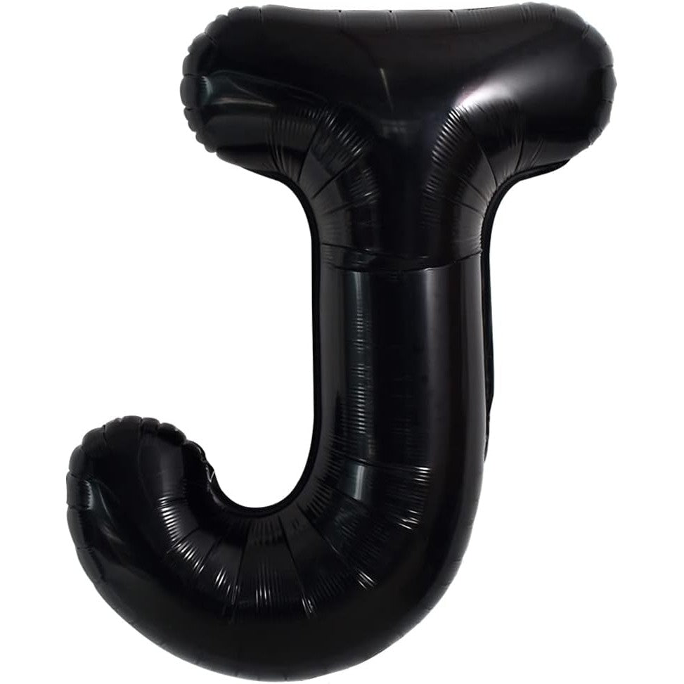 Balon Folie Metalizata Litera J, 40 cm, Umflati cu Heliu sau Aer, Ambalaj Individual, Pai inclus, Negru