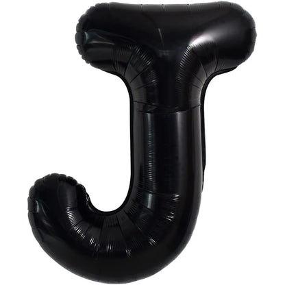 Balon Folie Metalizata Litera J, 40 cm, Umflati cu Heliu sau Aer, Ambalaj Individual, Pai inclus, Negru