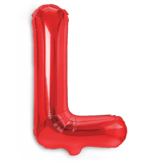 Balon Folie Metalizata Litera L, 40 cm, Umflati cu Heliu sau Aer, Ambalaj Individual, Pai inclus, Rosu