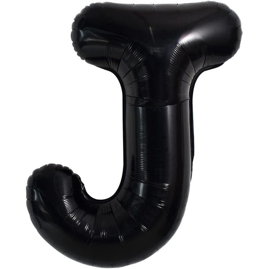 Balon Folie Metalizata Litera J, 40 cm, Umflati cu Heliu sau Aer, Ambalaj Individual, Pai inclus, Negru