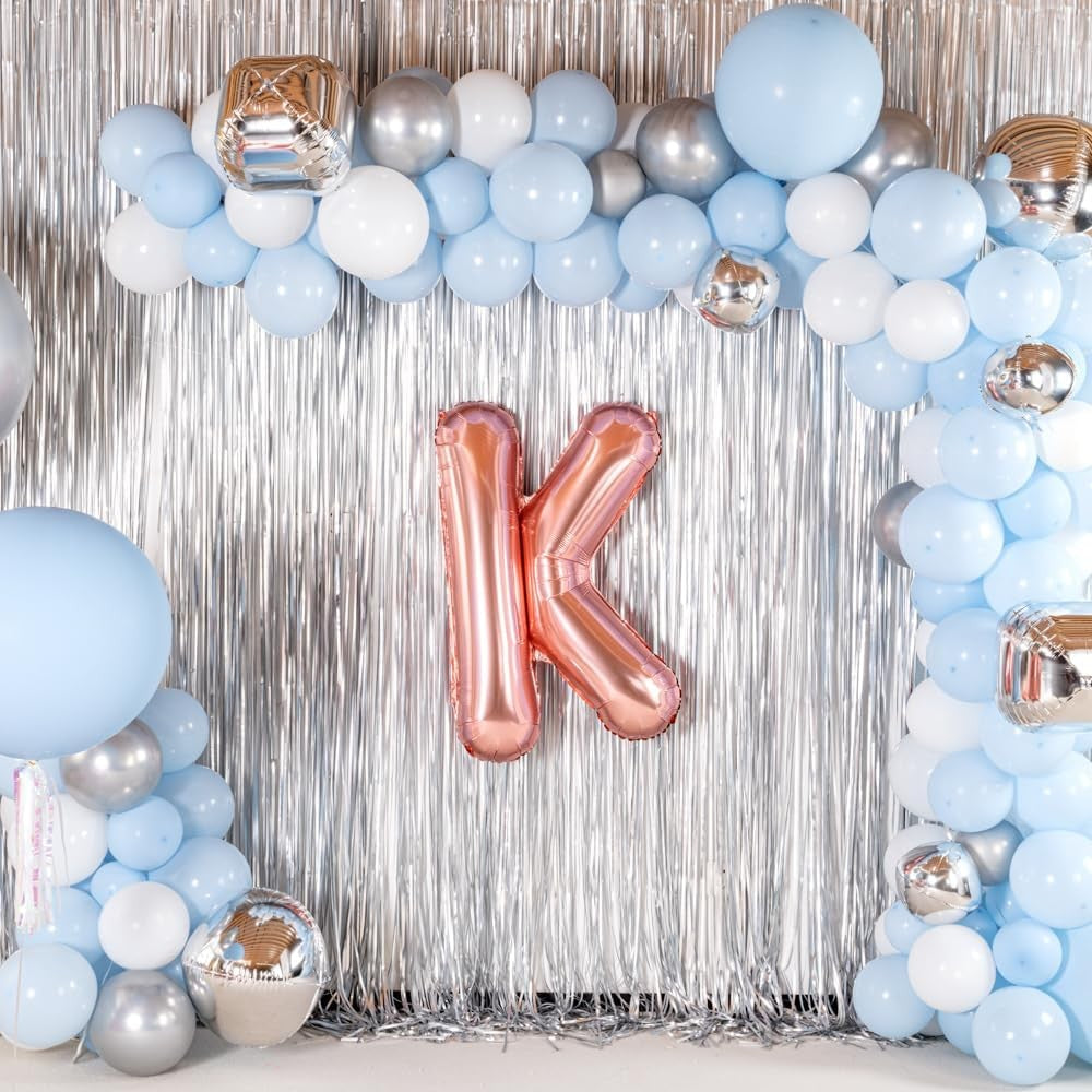 Balon Folie Metalizata Litera K, 40 cm, Umflati cu Heliu sau Aer, Ambalaj Individual, Pai inclus, Rose Gold