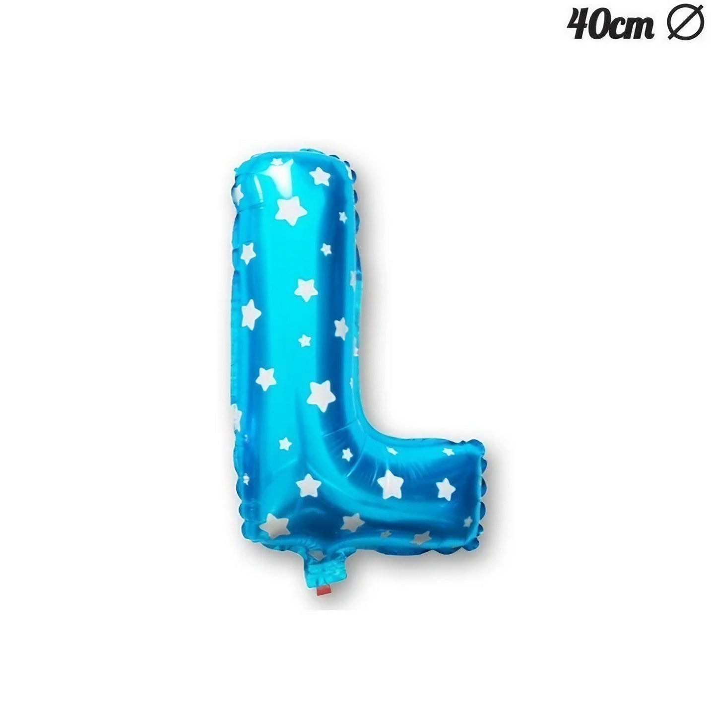 Balon Folie Metalizata Litera L, 40 cm, Cu Imprimeu Stelute, Umflati cu Heliu sau Aer, Ambalaj Individual, Pai inclus, Albastru