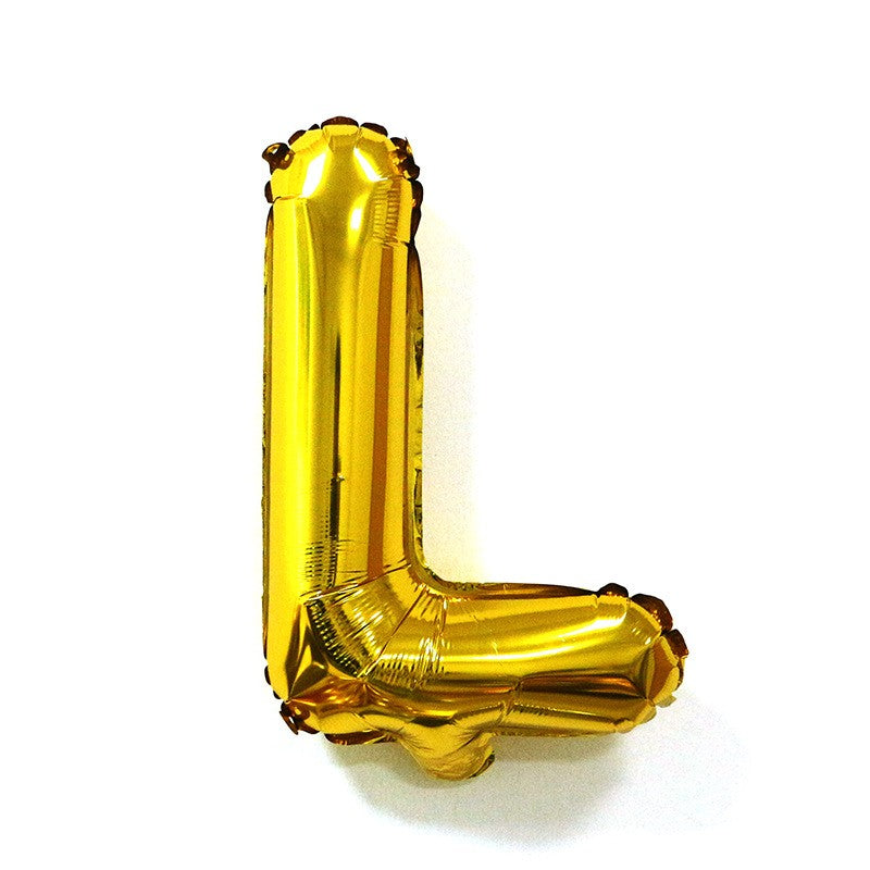 Balon Folie Metalizata Litera L, 40 cm, Umflati cu Heliu sau Aer, Ambalaj Individual, Pai inclus, Auriu
