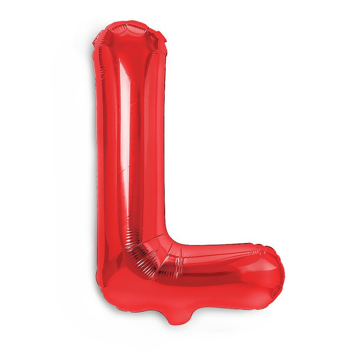 Balon Folie Metalizata Litera L, 40 cm, Umflati cu Heliu sau Aer, Ambalaj Individual, Pai inclus, Rosu