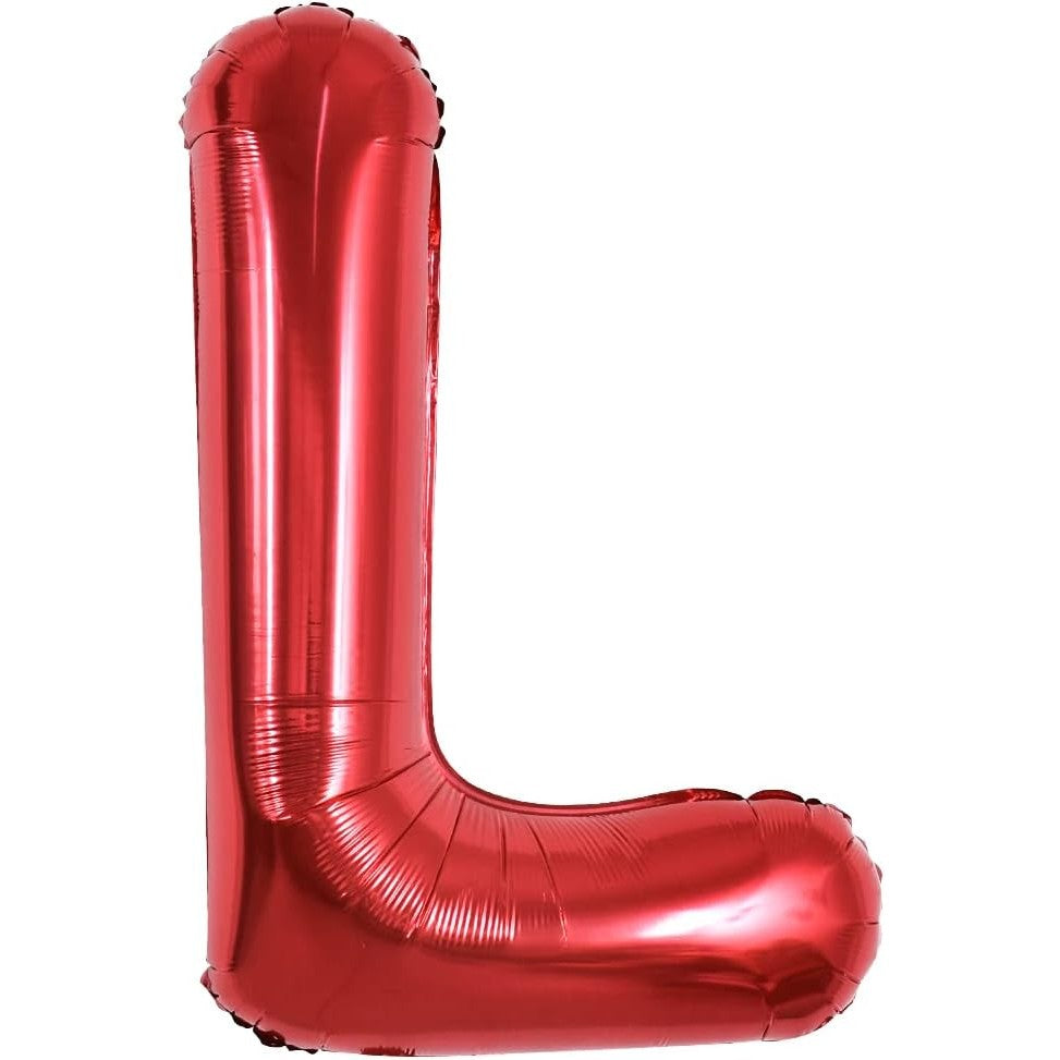 Balon Folie Metalizata Litera L, 40 cm, Umflati cu Heliu sau Aer, Ambalaj Individual, Pai inclus, Rosu