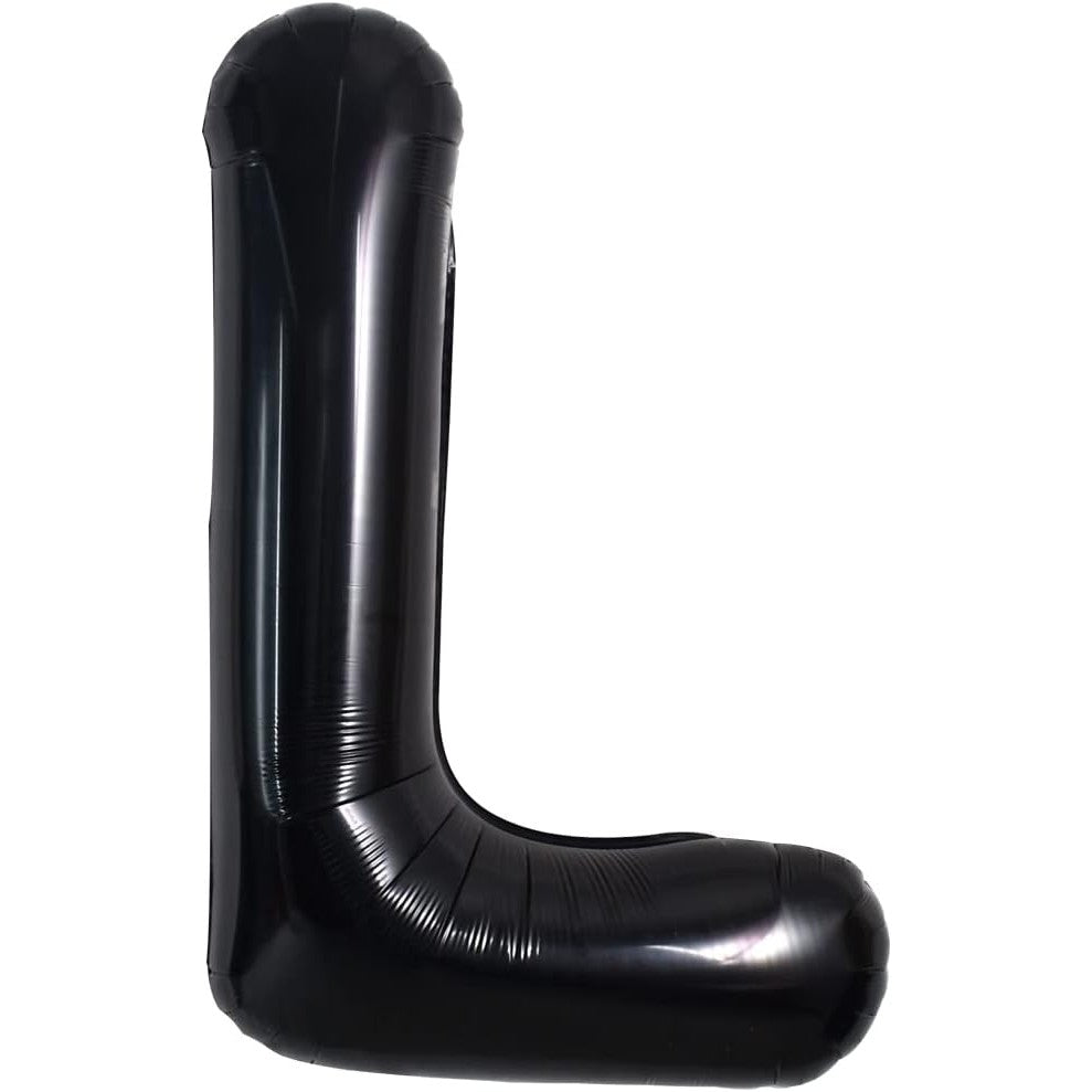 Balon Folie Metalizata Litera L, 40 cm, Umflati cu Heliu sau Aer, Ambalaj Individual, Pai inclus, Negru