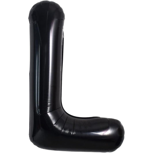 Balon Folie Metalizata Litera L, 40 cm, Umflati cu Heliu sau Aer, Ambalaj Individual, Pai inclus, Negru