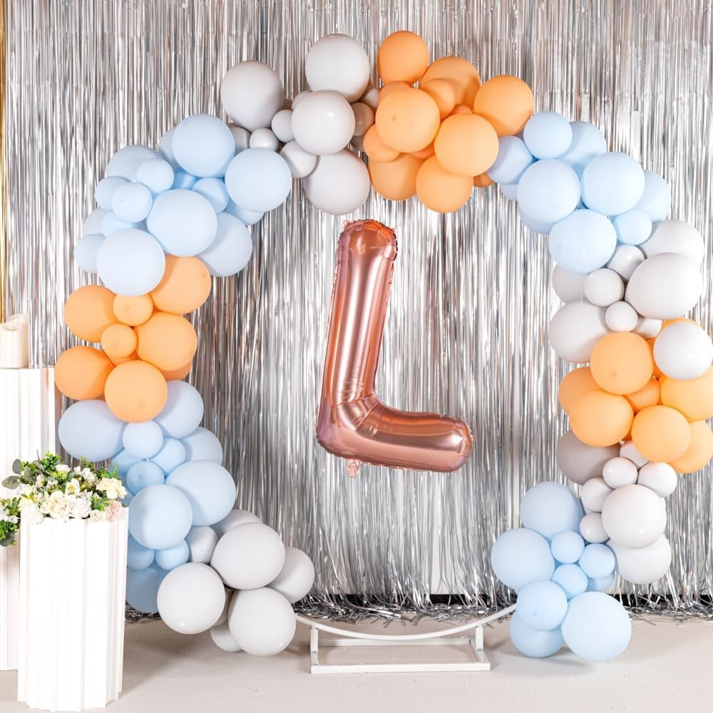 Balon Folie Metalizata Litera L, 80 cm, Umflati cu Heliu sau Aer, Ambalaj Individual, Pai inclus, Rose Gold